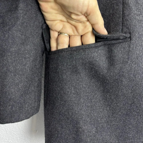 Vintage 90s Neiman Marcus 100% Wool Coat 8 Gray Notch Single Breasted USA Made - Picture 6 of 8